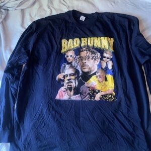 Bad Bunny Graphic Long Sleeve Shirt size XXL dark blue 🌙